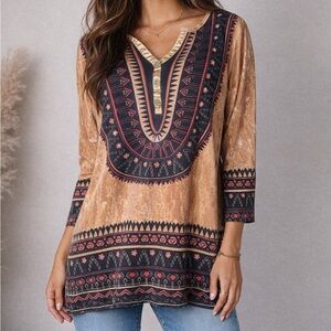 Multiples Dashiki Style Tunic Size L